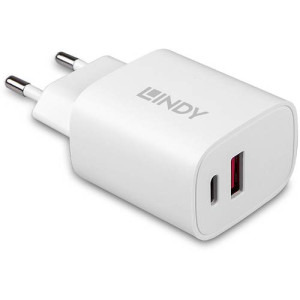 LINDY 1x USB, 1x USB-C, 20W, White