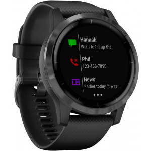 Garmin Vivoactive 4, negru, curea silicon negru, GPS + HR