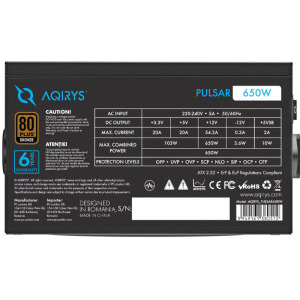 AQIRYS Pulsar, 80+ Bronze, 650W