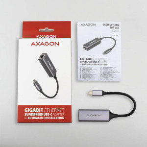 AXAGON 1x USB 3.2 Tip C Male - 1x RJ-45 Female Gri