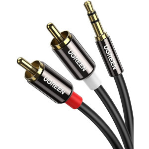 Ugreen AV116, Jack 3.5 mm Male - 2x RCA Male, 1m, negru