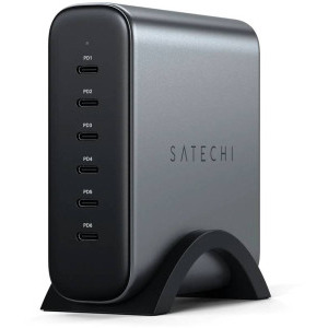 Incarcator retea Satechi 6x USB-C, incarcator GaN 200W, suporta PD 3.1/3.0, QC 4.0+ PPS, Grey