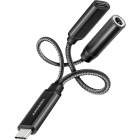 Adaptor AXAGON 1x USB-C Male - 1x Jack 3.5mm, 1x USB-C Female, PD 60W, Black