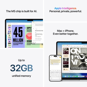 Apple 15.3'' MacBook Air 15 with Liquid Retina, Apple M5 chip (10-core CPU), 24GB, 512GB SSD, Apple M5 10-core GPU, macOS, Midnight, US keyboard, 2026