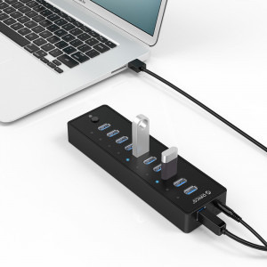 Orico P10, 10 porturi, USB 3.0, negru