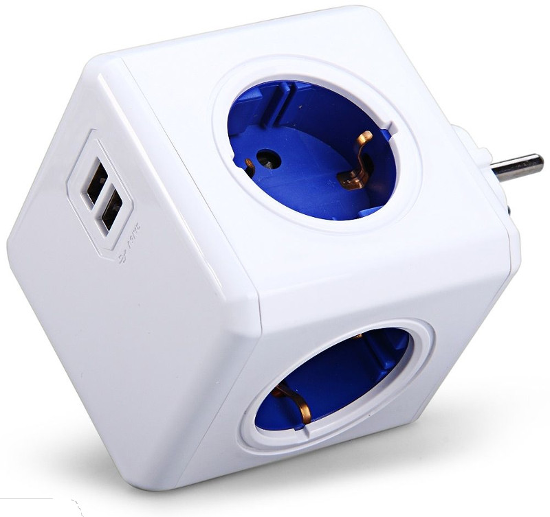 Priza/prelungitor Allocacoc PowerCube Original, 2x USB, 4x Schuko, Blue