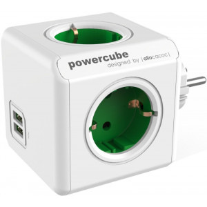Allocacoc PowerCube Original, 2x USB, 4x Schuko, Green