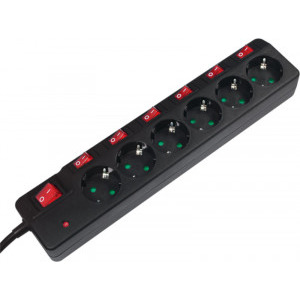 Priza/prelungitor Logilink 6x Schuko, 1.5m, Black