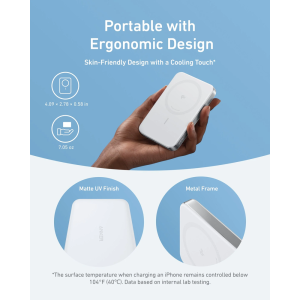 Anker MagGo 10000 mAh, 1x USB-C, 15W Wireless, White