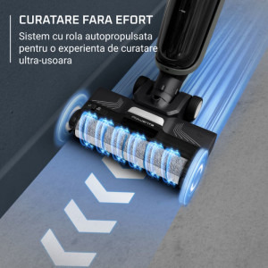 Rowenta X-Clean 4 GZ5037WO, vertical cu mop, 0.45 L + 0.73L, Negru/Gri
