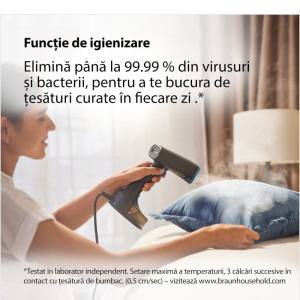 Braun Aparat de calcat vertical cu abur QuickStyle 5 GS5031BL, 1200W, 25g/min, Negru/Albastru