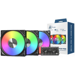 Montech Metal Pro ARGB 120mm PWM Black Three Fan Pack