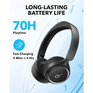Anker On-Ear, Soundcore H30i, Bluetooth 5.3, True Wireless, Multipoint, autonomie 70h, Black