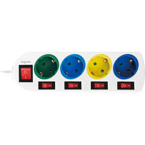 Logilink LPS257, 4x Schuko, 1.5m, Alb-Multicolor