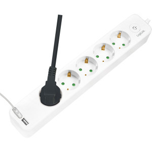 Logilink LPS249U, 5x Schuko, 2x USB-A, 1.5m, Alb