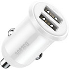 Incarcator auto Baseus Grain Pro CCALLP-02, 2x USB, 4.8A, White
