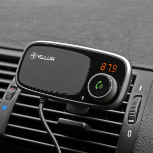 Tellur 3.4A, 2x USB, microSD slot, Bluetooth, Handsfree, suport magnetic, Black