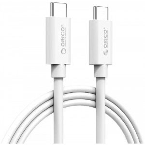 Cablu de date / adaptor Orico CTC100-10, USB-C la USB-C, 1 m, White, amperaj maxim suportat 5A