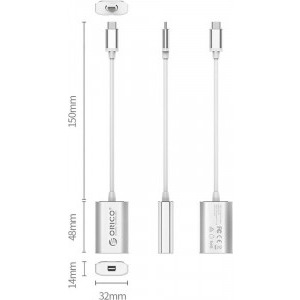 Orico XC-104, USB-C la Mini DisplayPort, argintiu