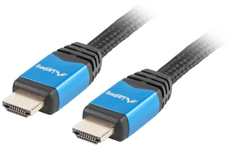 Cablu video Lanberg HDMI Male - HDMI Male, v2.0, 1.8m, negru-albastru