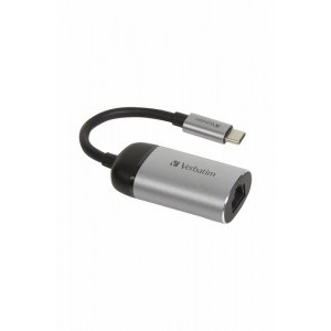 Adaptor Verbatim 1x USB-C Male - 1x RJ-45 Female, negru-gri