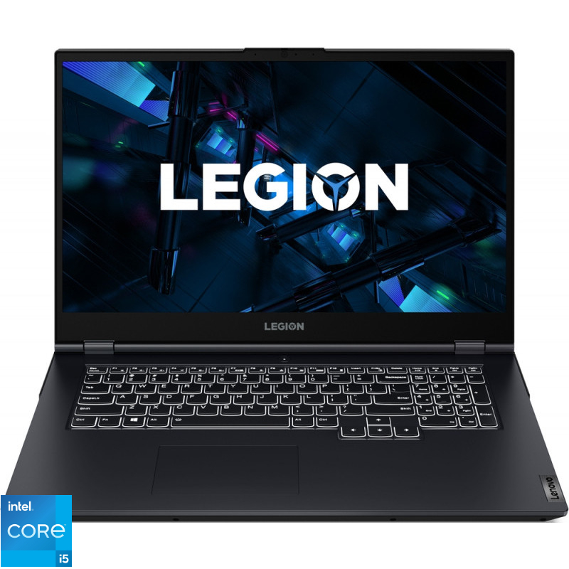 Laptop Lenovo Gaming 17.3” Legion 5 17ITH6, FHD IPS 144Hz, Procesor Intel® Core™ i5-11400H (12M Cache, up to 4.50 GHz), 16GB DDR4, 1TB HDD + 256GB SSD, GeForce RTX 3050 4GB, No OS, Phantom Blue Lenovo imagine noua idaho.ro