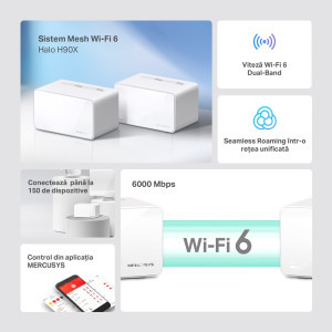 MERCUSYS 2.5Gigabit HALO H90X Dual-Band WiFi 6 3buc