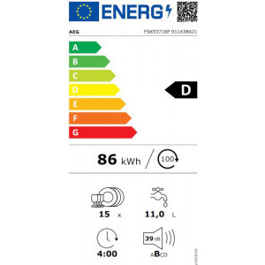 AEG FSK93718P, 15 seturi, 7 programe, Clasa D, ProClean, AirDry, QuickSelect, Spray Zone, Usa slide, Inverter, Brat SatelliteClean, Iluminare interioara, Time Beam, 60 cm