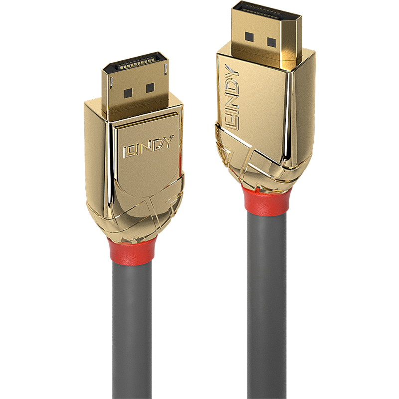 Cablu video LINDY Gold, DisplayPort Male - DisplayPort Male, v1.4, 3m, gri-auriu