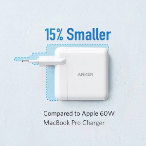 Anker PowerPort PD+ 2, 1x USB-C, 1x USB, 35W, White-Grey