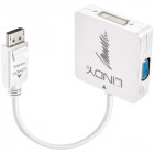 Adaptor LINDY 1x DisplayPort 1.2 Male - 1x HDMI 1.4 Female + 1x DVI-D Female + 1x VGA Female, alb