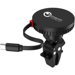 Lemontti MagSage Magnetic, Auto, Incarcare wireless, cablu retractabil USB-C, 1m, Black