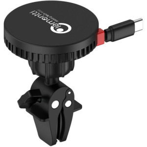 Lemontti MagSage Magnetic, Auto, Incarcare wireless, cablu retractabil USB-C, 1m, Black