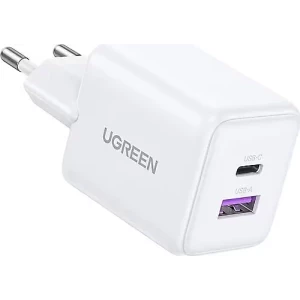 Ugreen X516, 1x USB-C, 1x USB, Quick Charge 30 W, GaN, White
