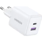 Incarcator retea Ugreen X516, 1x USB-C, 1x USB, Quick Charge 30 W, GaN, White