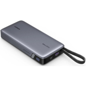 Ugreen PB552, 25000 mAh, 1x USB, 1x USB-C, 165 W, Display, 2x Cabluri USB-C integrate, Grey