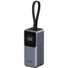 Baterie externa Ugreen PB723, 20000 mAh, 1x USB, 1x USB-C, 130 W, Display, Cablu USB-C integrat, Grey