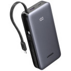 Baterie externa Ugreen PB528, 20000 mAh, 1x USB, 1x USB-C, 30 W, Display, 2x Cabluri USB-C integrate, Grey