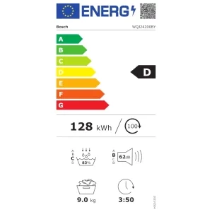 Bosch WQJ24200BY, Pompa de caldura, 9 kg, Clasa D, AutoDry, Smart Dry, Home Connect, Alb