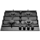 Plita incorporabila Tornado Simphony, Gaz, 4 zone de gatit, Aprindere electrica, Sistem de siguranta, Gratar fonta, 60 cm, Negru