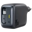 Incarcator retea Baseus EnerCore CJ11, 1x USB-C, Quick Charge 45 W, Cablu USB-C retractabil, Black