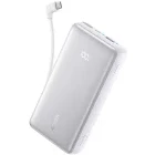Baterie externa Anker A110DH21, 10000 mAh, 1x USB, 1x USB-C, 22.5 W, Display, Cablu USB-C integrat, White