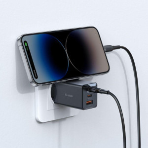 Mcdodo Mini Pro Fast Charger, 1x USB, 2x USB-C, 67W, Black + Cablu USB-C la Lightning, 1.2m, Black