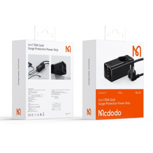 Mcdodo Super Cube Fast Charger, 1x Schuko, 2x USB-C, 1x USB, 70W, 1.5 m, Black