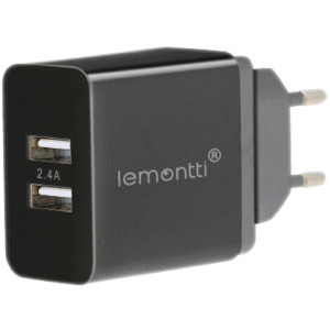 Lemontti 2x USB, 2.4A, Black