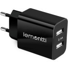 Incarcator retea Lemontti 2x USB, 2.4A, Black