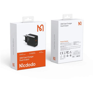 Mcdodo 1x USB, 1x USB-C, 33W, Black