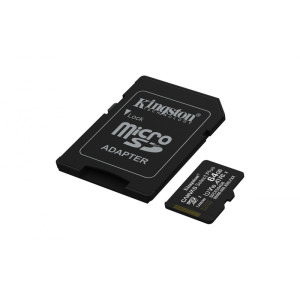 Kingston Micro SDXC Canvas Select Plus Gen3, 64GB, Clasa 10, UHS-I, V10, A1 + Adaptor SD