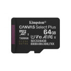 Card memorie Kingston Micro SDXC Canvas Select Plus Gen3, 64GB, Clasa 10, UHS-I, V10, A1