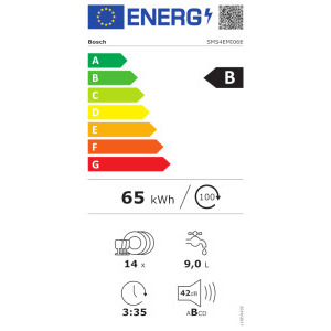 Bosch SMS4EMI06E, 14 seturi, 6 programe, Clasa B, EcoSilence Drive, EfficientDry, VarioFlex, VarioDrawer, Rackmatic, 60 cm, Inox